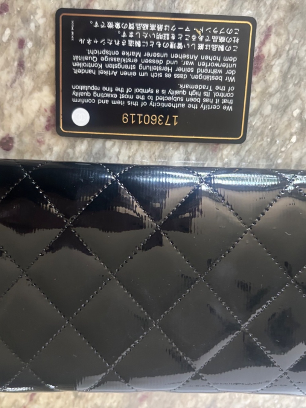 CHANEL Patent Leather Classic Flap Long Wallet Silver CC17 Auth - Picture 3 of 10